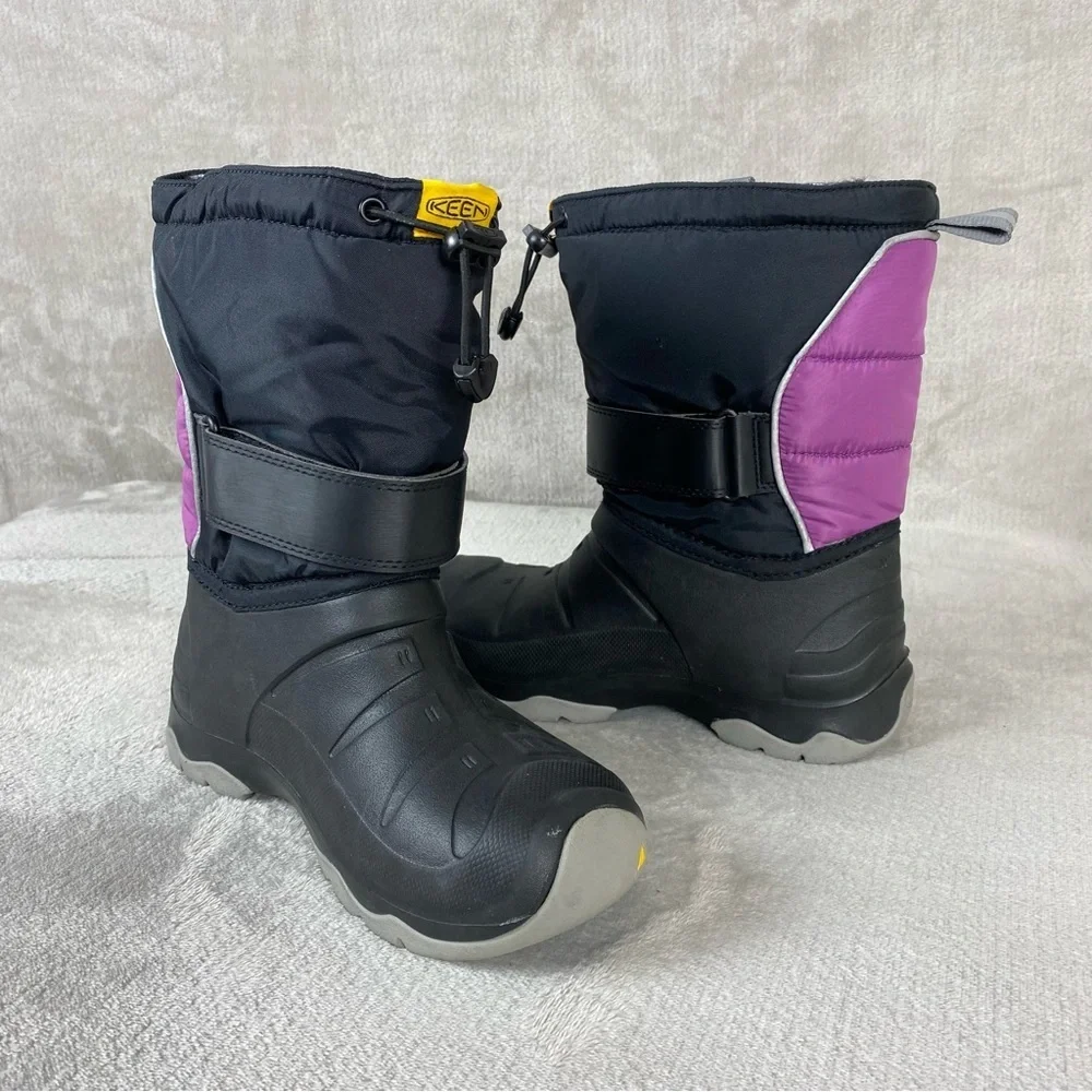 Keen Lumi II Kids Youth Snow Boot Size 4 Black Purple Waterproof Insulated Rain